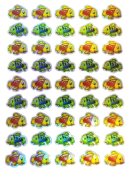 מדבקות דגים מטאלי 22 מ"מ 10 דף